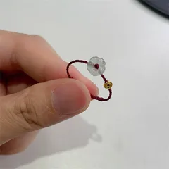 Unique Flower Money Thread Ring For Women Adjustable Simple Design High Sense Ethnic Style Finger Ring Money Coin Weaving Rope