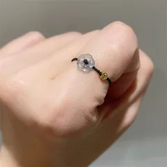 Unique Flower Money Thread Ring For Women Adjustable Simple Design High Sense Ethnic Style Finger Ring Money Coin Weaving Rope 4