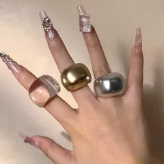 Unique Geometric Resin Ring For Women Personality High-grade Amber Color Index Finger Ring Fashionable Style Polished Finish