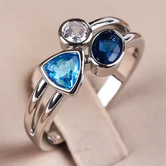 Unique Tri-Color Asymmetric Ring Elegant Personality Wish Hot Sale In  Alloy Geometric Pattern Simple Style For Women
