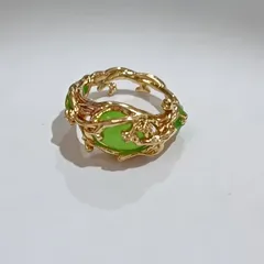 Irregular Unisex Alloy Ring For Everyday Wear Featuring Golden Plated Finish With 0.03µm-0.05µm Thickness And Zircon Inlay 3