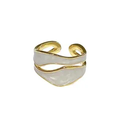 Unisex Animal Pattern Ring For Everyday Wear, Alloy Material With 10K Real Gold Plated Coating 0.03µm And Natural Stone Inlay 5