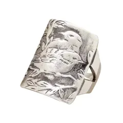 Unisex Bird Ring For Everyday Wear, Antique Silver Plated Alloy With Water Plating And 0.03µm-0.05µm Coating Thickness 4