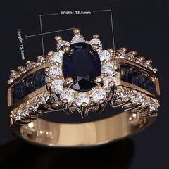 Unisex Blue Flowers Ring For Everyday Wear Featuring Zircon Inlay And Durable Zinc Alloy Material 2