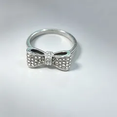 Unisex Bow Tie Ring For Stylish Wear, Made Of Zinc Alloy With White K Plated Coating 0.03µm-0.05µm, Featuring Rhinestones 3