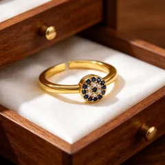 Unisex Copper Circle Ring For Everyday Wear Featuring 18K Real Gold Plated Finish With 0.03µm Thickness And Zircon Inlay 4
