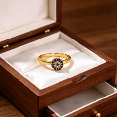 Unisex Copper Circle Ring For Everyday Wear Featuring 18K Real Gold Plated Finish With 0.03µm Thickness And Zircon Inlay 5