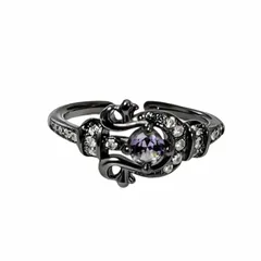 Unisex Copper Cross Open Ring With Zircon Inlay In Dark Purple For  Spring And Summer 5