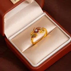 Unisex Flowers Ring For Everyday Wear Featuring Metal Construction With Multi-Color Plating And Rhinestone Inlay
