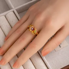Unisex Flowers Ring For Everyday Wear Featuring Metal Construction With Multi-Color Plating And Rhinestone Inlay 2