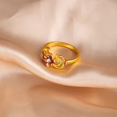 Unisex Flowers Ring For Everyday Wear Featuring Metal Construction With Multi-Color Plating And Rhinestone Inlay 4