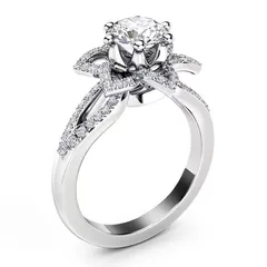 Unisex Flowers Ring For Everyday Wear Featuring Alloy Material With White K Plated Coating Thickness 0.03µm-0.05µm And Rhinestone Inlay 2