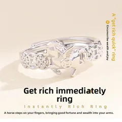 Unisex Horse Ring Made Of Copper With Electroplated Gold Plating Featuring Simple Style Design