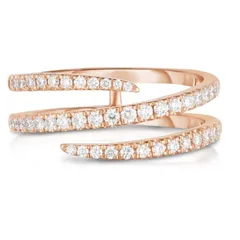 For Unisex Irregular Open Rings In Golden Plated Alloy With Rhinestones And 0.03µm-0.05µm Plating Thickness