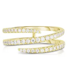 For Unisex Irregular Open Rings In Golden Plated Alloy With Rhinestones And 0.03µm-0.05µm Plating Thickness 2