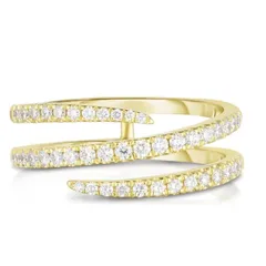 For Unisex Irregular Open Rings In Golden Plated Alloy With Rhinestones And 0.03µm-0.05µm Plating Thickness 5