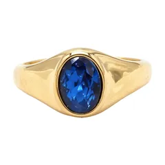 Unisex Oval Titanium Steel Ring With July Birthstone Ruby Inlay In Steel Color, Simple Style 5