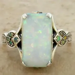 Unisex Rectangle Alloy Ring For Everyday Wear Featuring Antique Silver Plated Finish With 0.03µm-0.05µm Thickness And Zircon Inlay