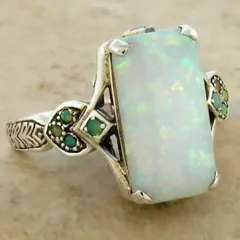 Unisex Rectangle Alloy Ring For Everyday Wear Featuring Antique Silver Plated Finish With 0.03µm-0.05µm Thickness And Zircon Inlay 2