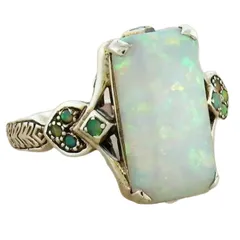 Unisex Rectangle Alloy Ring For Everyday Wear Featuring Antique Silver Plated Finish With 0.03µm-0.05µm Thickness And Zircon Inlay 5