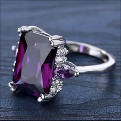 Unisex Rectangle Ring For Everyday Wear, Alloy Material With White K Plated Coating 0.03µm-0.05µm And Zircon Inlay
