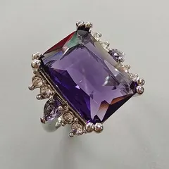 Unisex Rectangle Ring For Everyday Wear, Alloy Material With White K Plated Coating 0.03µm-0.05µm And Zircon Inlay 4