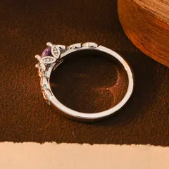 Totem Ring For Unisex Featuring Simple Style Metal Design With February Birthstone Amethyst In Purple 4