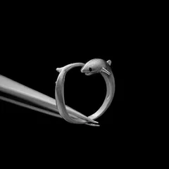 Shark For Unisex Simple Style Open Rings In Silver Plated Metal Featuring Electroplated Finish 2