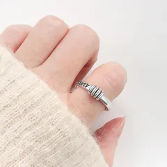 For Unisex Simple Style Silver Copper Ring Featuring Carving Craft, Anxiety Jewelry 2