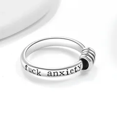For Unisex Simple Style Silver Copper Ring Featuring Carving Craft, Anxiety Jewelry 4