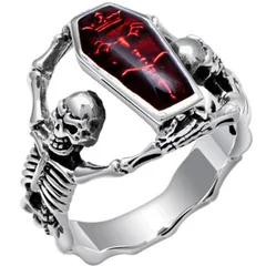 Unisex Skull Ring For Style Featuring Antique Silver Plated Alloy With Zircon Inlay And 0.03µm-0.05µm Plating Thickness 3