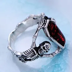 Unisex Skull Ring For Style Featuring Antique Silver Plated Alloy With Zircon Inlay And 0.03µm-0.05µm Plating Thickness 4