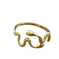 For Unisex Snake Open Rings In Titanium Steel With 18K Real Gold Plated Finish Featuring Twist Craftsmanship