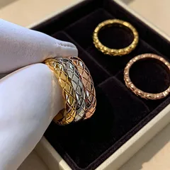 Lingge For Unisex Rings 1 Pair In Titanium Steel With 18K Real Gold Plated Finish, Featuring Elegant Gold Color