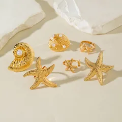 Vacation Star Metal Open Rings Set Of 6 Shell Joint Rings Women's Luxury Style Geometric Pattern Zinc Alloy 3