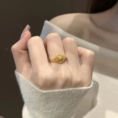 Vintage Style Adjustable Round Ring For Women In Orange Copper With Zircon Inlay 2