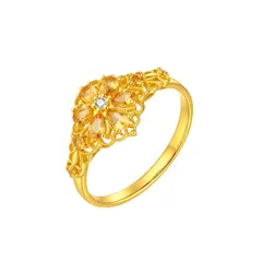 Vintage Style Adjustable Round Ring For Women In Orange Copper With Zircon Inlay 5