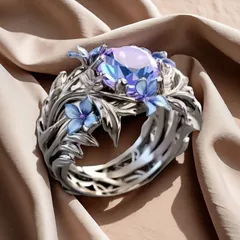 Vintage Style Blue Flowers Ring For Women With Electroplated Alloy And September Birthstone Sapphire Inlay 3