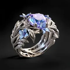 Vintage Style Blue Flowers Ring For Women With Electroplated Alloy And September Birthstone Sapphire Inlay 4
