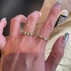 Vintage Brushed Diamond Lace Ring For Women, Index Finger Ring, Geometric Leaf Rose Gold Alloy 4