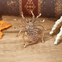 Vintage Creative Unique Insect Spider Brooch With Rhinestones Fashion Alloy Clothing Collar Brooch Holiday Open Ring White Gold Plated 5