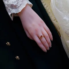 Vintage Style Crown Open Ring For Women In Electroplated Copper With Zircon Inlay 4