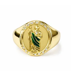 Vintage Style Crown Ring For Unisex Featuring Enamel Craftsmanship In Golden Plated Copper