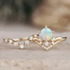 Vintage Style Crown Ring For Women In Golden Metal With October Birthstone Opal Featuring Electroplated Craftsmanship 3