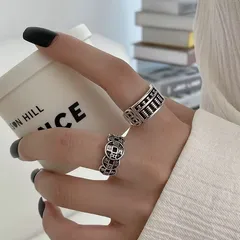 Vintage Style Ethnic Open Rings For Unisex In Silver Copper With Electroplated Finish 3