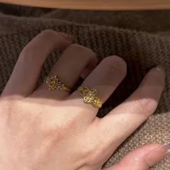 Vintage Style Flowers Open Ring For Women In Electroplated Copper 2