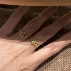 Vintage Style Flowers Open Ring For Women In Electroplated Copper 4