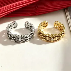 Vintage Style Flowers Open Ring For Unisex Featuring Electroplated Gold Copper Material