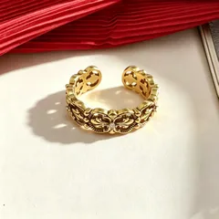 Vintage Style Flowers Open Ring For Unisex Featuring Electroplated Gold Copper Material 4