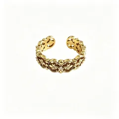 Vintage Style Flowers Open Ring For Unisex Featuring Electroplated Gold Copper Material 5